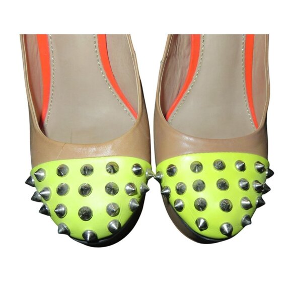KURT GEIGER Esme Brazilian Leather Neon Spiked Platform Stilettos 37 or 7 - Picture 2 of 12